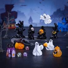 9 Stücke neue Halloween Sensenmann & Geist Figuren, Miniatur Landschaft DIY Dekor Accessoires, kleine Tisch- & Auto-Ornamente