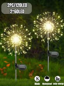 8 种模式太阳能烟花灯,IP65 防水和自动开/关,适用于花园、庭院、小路、亭子、婚礼、派对、装饰灯、圣诞节、万圣节、情人节装饰氛围灯,60-360 LED(暖白/白/彩色) - 黑色 - 查看 35