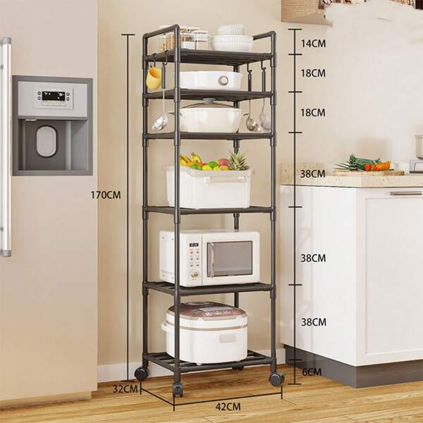 1pc Improved Space Saving Tall Metal Storage Rack, Bathroom Vanity Organizer, Multi-Tier Floor Stand For Toilet, Sink, Movable, Easy Assembly, Suitable For Bathroom, Kitchen, Office, Study, Living Room