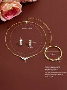 Fashionable And Elegant Zirconia Earrings, Bracelet & Necklace Jewelry Set
