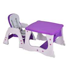 3 In 1 Baby High Chair Convertible Play Table Seat Booster Toddler Feeding Tray Purple - 紫色 - 查看 8