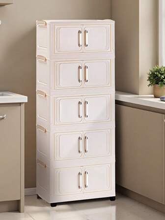 1 Stück (45cm/17,7 Zoll) - (60cm/23,6 Zoll) Breite faltbarer Aufbewahrungsschrank, Kleiderschrank Aufbewahrungsbox, tragbarer faltbarer Kleiderschrank für Zuhause, Doppeltür-Faltbox, 1-5 Ebenen optional, verstärkter Doppeltürschrank mit Rollen, Aufbewahrungsregal für Zuhause ohne Montage, Organizer für Kleidung & Spielzeug Kunststoff-Faltschrank