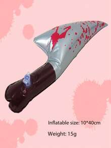1pc New PVC Inflatable Prank Halloween Toy Knife, Interactive With Red Inflatable Toy Knife - Multicolor - View 5