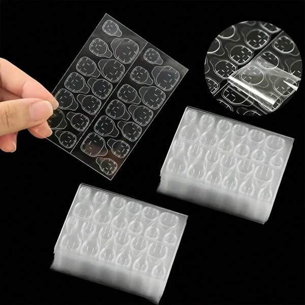 1200pcs (50 Sheets) Regular Size White Double-Sided Nail Glue Stickers/For Pressing On Nails, Nail Glue Sheets, Waterproof Fake Nail Accessories