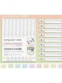 Languo 9支装丙烯颜料马克笔套装,720色可混色软头,适用于绘画、DIY手工、学校美术用品、绘画课程、返校季 - 彩色 - 查看 26