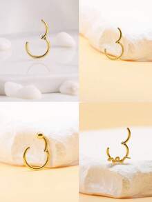 1pc Hight Segment Nose Ear Ring Septum Earrings Septum Ring 16G1.2MM Rod Thick Piercing Fashion Jewelry - Yellow Gold - View 3