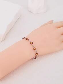 One Vintage Bohemian Style Daisy Design Simple Girl High-End Fresh New Fashionable Personalized Bracelet Jewelry, Ideal For Ladies For Daily Wear Or As A Gift