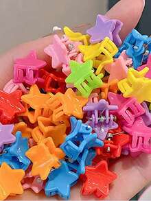 50/100 piezas Pinzas de pelo mini para niñas, surtido de pinzas de pelo de resina lindas y de moda, de unicolor y con patrón geométrico, accesorios de peinado casual diario, colores de caramelo, adecuados para trenzar y peinar, decoración de vuelta al colegio, regalos de cumpleaños y festividades