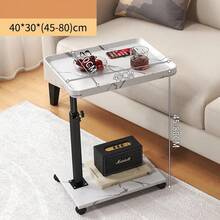 Adjustable Rolling Cart Overbed Bedside Table Laptop Desk Couch Side 360° Rotatable Sofa Tray Table Computer Desk Home Food Tray - màu gỗ - Xem 7