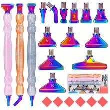 12 件金色/银色/彩色玫瑰金钻石钻头 + 1/3 件闪亮葫芦笔形塑料笔 + 6 件红胶 + 1 件塑料盒钻石画工具套件，螺纹 - 12pcs金色鑽頭 - 查看 7