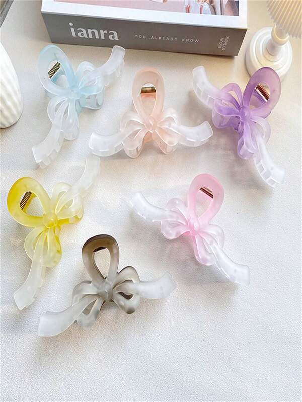 1pc Ombre Butterfly Claw Clip, Frosted Transparent Minimalist Square Hair Clip, Sweet Style Hair Accessories