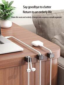 3pcs Cable Management Organizer Set, Magnetic Desktop Cable Clips, Hidden Charging Cable Holder, Suitable For Bedside Table, Kitchen Appliances, Office Supplies - Multicolor - View 4