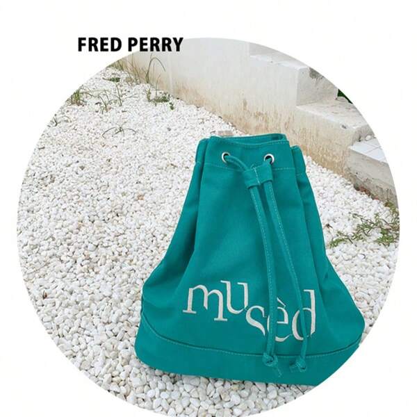 Sac à dos à cordon coulissant avec lettre brodée sur canevas, sac à dos de voyage, sac seau de couleur unie avec fermeture à cordon coulissant, mode, convient pour un usage quotidien, l'école, le bureau, les voyages