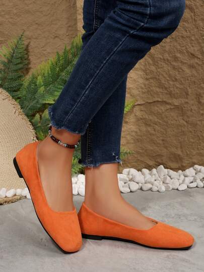 Women's Sexy Basic Dance Flats, Indoor/Outdoor Suede Comfortable Slip-On Loafers