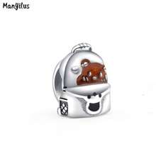 Manyilus Manyilus Original Sterling Silber Niedlicher Kaninchen Charm, Katze, kleiner Bär, Eule, Chamäleon, Eiscreme, Stern, Mond Charm Anhänger Perlen, geeignet für Armbänder & Halsketten Schmuckgeschenke für Frauen.