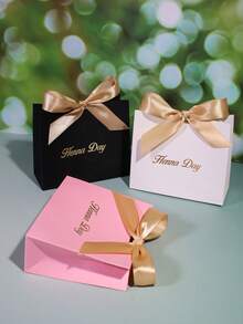 10 件奢华“指甲花日”深绿色礼盒，配金色缎带蝴蝶结和铝箔文字，非常适合婚礼回礼、巧克力、珠宝和小礼物、圣诞节情人节 - Henna Day盒 - 查看 4