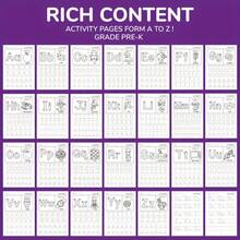 1 pieza Cuaderno de Trabajo de Trazado del Alfabeto, incluye práctica de A-Z, adecuado para estudiantes en aprendizaje. Este divertido libro de escritura temprana incluye páginas para dibujar, libro de escritura, 28 páginas en total. Sirve como un libro mágico del alfabeto para el aprendizaje temprano, convirtiéndolo en un excelente regalo. El diseño interesante y el papel resistente lo convierten en un gran juguete, libro, libro de actividades y libro de cuentos para viajar.