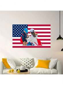 1pc Customized American Flag, Customizable Flag, Add Your Own Photos And Text, Also Suitable For Customized Tapestry, Garden Flag, Applicable For Birthday, Wedding, Valentine's Day, Halloween, Christmas, Party, Father's Day, Mother's Day, Easter, New Year, Thanksgiving, Home Decor, Bedroom Aesthetics, Wall Art, Graduation Ceremony, Tea Room, Bedroom, Living Room, Anniversary, Home Decoration, Sofa, Bed, Car, Tea Room, Bedroom, Living Room, Outdoor, Garden - Blue American Flag - View 7