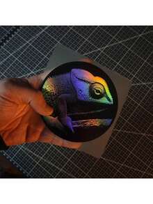 1pc Colorful Chameleon Vinyl Sticker - Laser Holographic Theme Sticker, Self-Adhesive For Car, Laptop, Motorcycle - one-size - View 2