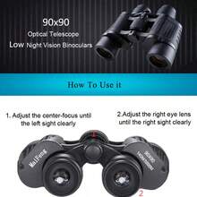 高倍率 10,000 米专业双筒望远镜，带 Bak4 棱镜，高清狩猎双筒望远镜，适合户外运动、徒步旅行和旅行 - 黑色 - 查看 3