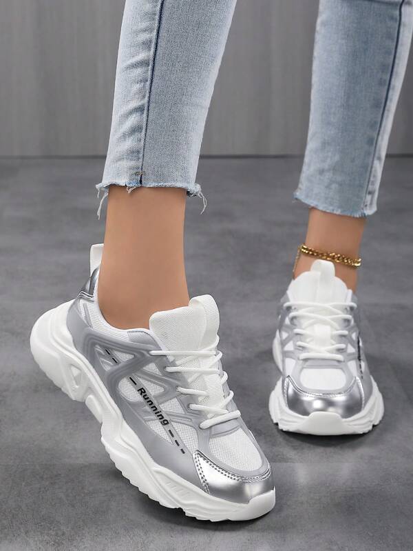 Skate Shoes! Women's Casual Sports Shoes, Lightweight Splicing Design, Webbing Shoelace Design, Light And Breathable, Anti-Skid And Wear-Resistant, Fashionable Versatile Walking Shoes