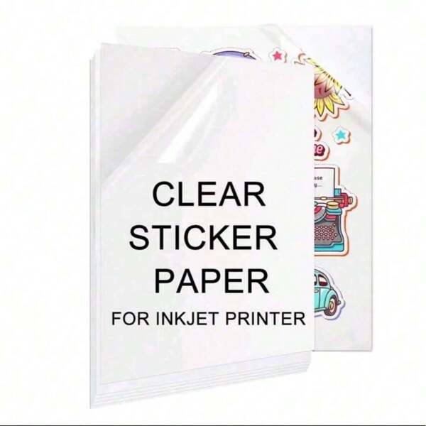 Papier autocollant vinyle imprimable de format A4, 50 pièces/20 pièces/10 pièces pour imprimante à jet d'encre. 100% transparent, non imperméable, papier autocollant à séchage rapide avec une belle absorption de l'encre, convient pour la décoration de la Fête des Mères