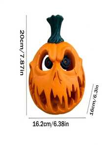 Halloween Pumpkin Resin Decoration - Ghost Skull With Strange Facial Features, Hollow Design Suitable For Indoor/Outdoor Festival Decoration, Halloween Decoration/Strange Pumpkin Design/Carved Texture, Halloween Decorations - Purchase Candles By Yourself (Note: Electric Candles Can Be Bought)