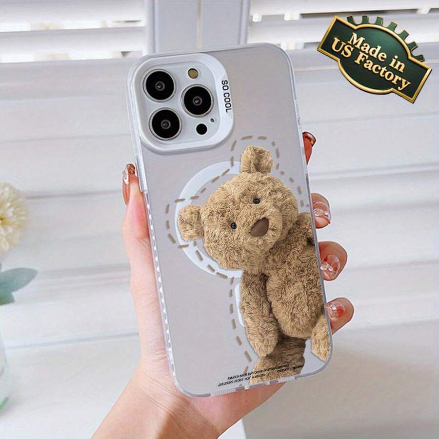 Bear Doll Pattern Phone Case For IPhone 16 Men 16 Creativity 12 Phone Cases 16PRO Premium 15PRO Magnetic Wireless Charging Case 14PROMAX Women 16PLUS Cute 14PRO Thickened TPU 13PRO Aesthetic 15 Unique 12PROMAX Shockproof And Anti-Fall 12PRO/11PRO/15PROMAX/13PROMAX/11PROMAX/16PROMAX/13/14/15PLUS/14PLUS - Blue - View 1