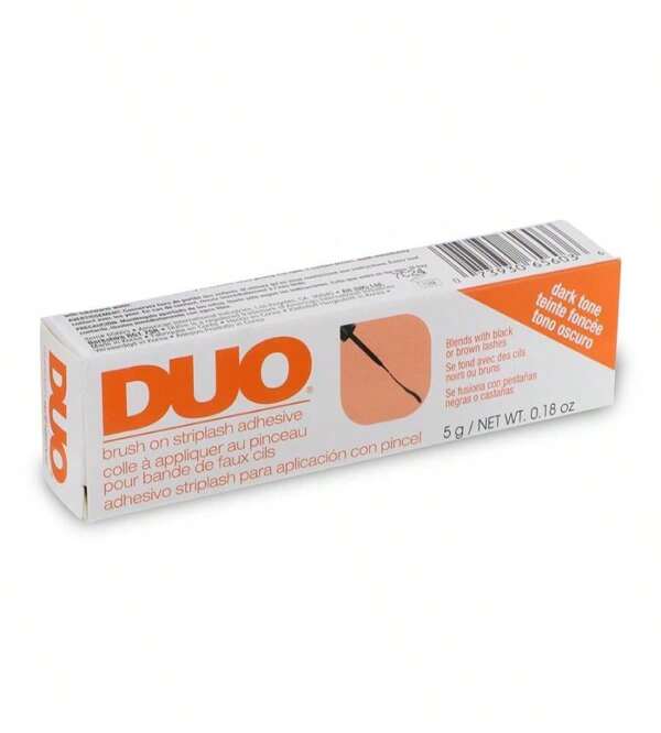 DUO Brush-On Strip Lash Glue – Dark Tone, False Eyelash Adhesive With Precision Brush Applicator, Long-Lasting, Latex-Free Eyelash Glue, 0.18 Oz