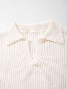 Men's Ribbed Polo Neck Sweater, Casual Loose Fit Pullover Knitted Top, Suitable For Autumn And Winter, Long Sleeve Top