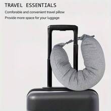 1 pieza Almohada de viaje con capucha, Almohada de cuello plegable, Bolsa de almacenamiento para almohada de viaje rellenable, Funda de almohada de cuello suave, Artículos de viaje empacables