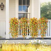 1/3/25pcs Artificial Hanging Flowers Plants For Outdoor Autumn Decoration, Silk Daisy UV Resistant Look Real For Outside Home Indoor Planter Porch Garden Yard Decor, Autumn Decoration, Fake Plants