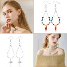 100/200PCS Earring Making Kit - Beading Hoop Finding, Open Hoops Bulk Wire For DIY Jewelry Craft Supplies - Teardrop And Round - Quantity - View 5