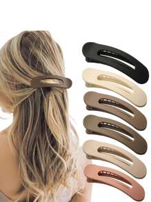 1pc Flat Round Hair Clip With Strong Alligator Grip, Comfortable Curved Design Claw Clips Hair Claws Hair Barrettes