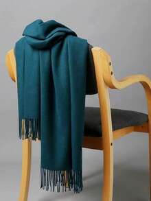 MilyModa Women's Imitation Cashmere Scarf, Thin Winter 150g With Fringes - Verde Arvole - 查看 2