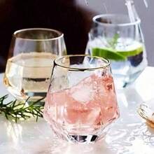 Set da 6 bicchieri di lusso in vetro sfumato, stile nordico, set di bicchieri trasparenti esagonali di colori misti, creativo, per acqua/succo/tè/latte/caffè, regalo - Multicolore - Visualizzare 4