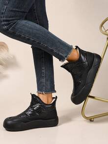 Women's Winter New Boots, Thick Warm Winter Boots, Waterproof Anti-Slip Wear-Resistant Cold-Resistant Mid-Calf Slip-On Boots, Lightweight Versatile Outdoor Boots - Black - View 7