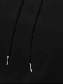 Men Dark Style Graphic Print Drawstring Hoodie, Extremely Cool, Essential For Streetwear, Emo Style, 2000s Style, Fall, Long Sleeve Top - Black - View 7