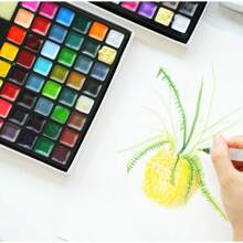 [Ilustración de dibujos animados esencial] Pintura de acuarela semisólida de 24/48/72 colores, especialmente para pintura de personajes, lista para usar sin mezclar, set de pintura de acuarela para anime y manga, coloración para estudiantes de arte, para útiles escolares, de vuelta a la escuela