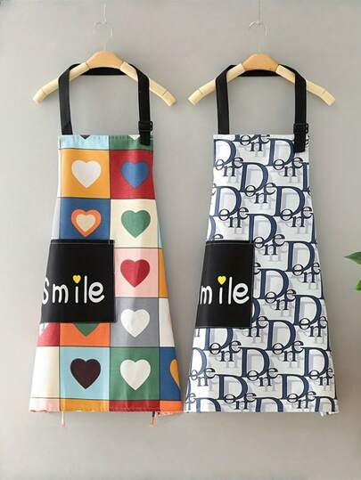 1 pieza Delantal de lino y denim con estampado de gatito lindo con bolsillo y correa ajustable para el cuello - Diseño adorable de cara de gatito para cocinar, hornear, pintar, limpiar - Duradero y cómodo para amantes de los gatos