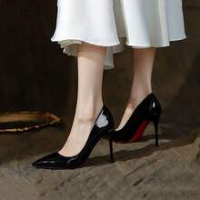 Women Knee-High Boots - 黑色絨面8厘 - 查看 8