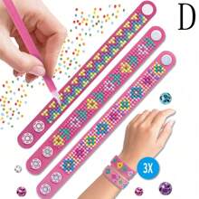 2/3pcs Creative DIY Diamond Painting Bracelets, Dotted Diamond Wristbands, Children EVA Handmade Diamond Stickers, Handmade DIY Snap Bracelets, Educational Toy Set, Perfect Gift For Girls - Gift, Christmas Gift, Holiday/Birthday Gift, Gift, Toy - Multicolor - View 8