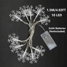 雪花灯，10/20/40/80 LED 英尺圣诞灯，带闪烁雪花灯串，电池供电，2AA 电池盒恒亮模式，3AA 电池盒闪烁+恒亮模式，适用于圣诞节、婚礼、派对、室外和室内树屋装饰 - 雪花燈串 - 查看 11