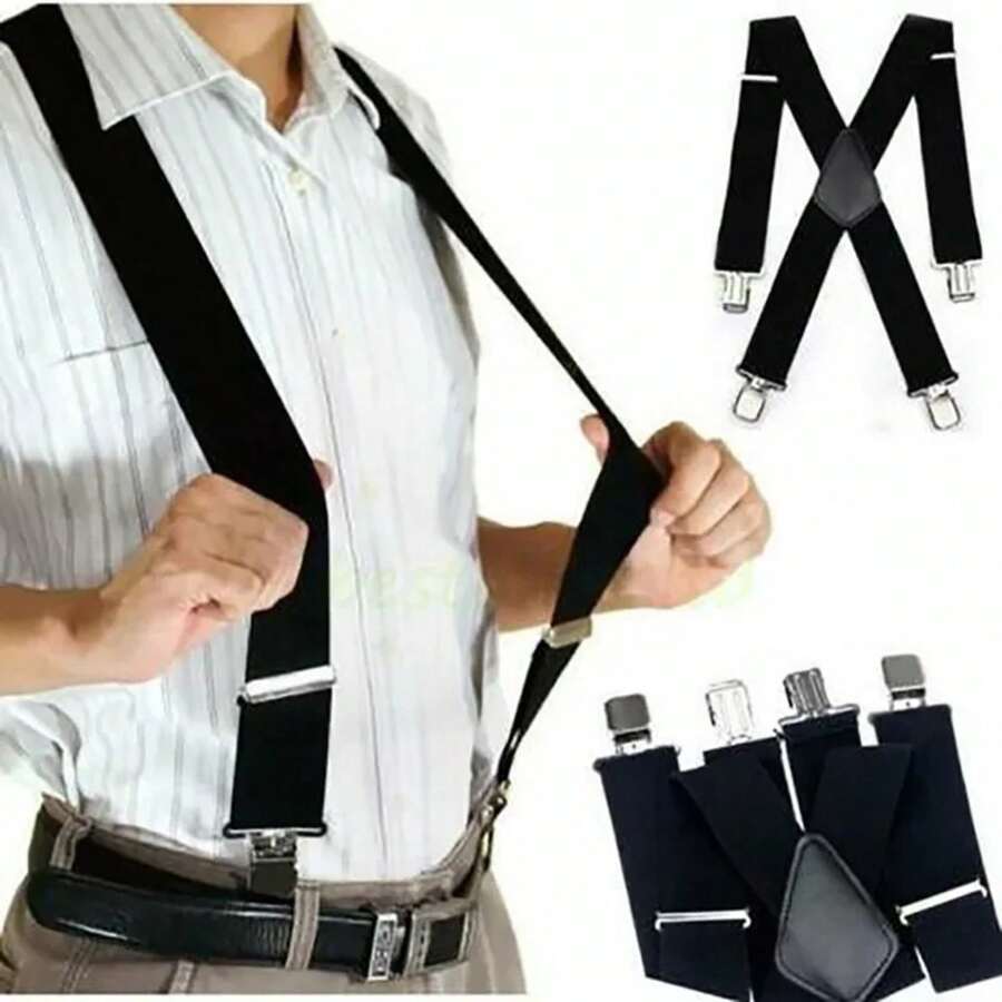 Tirantes elásticos ajustables para hombre y mujer, 4 Clips, 2,5 de ancho, tirantes para adultos, accesorios de boda para niños y niñas I00L - Blanco - Ver 1