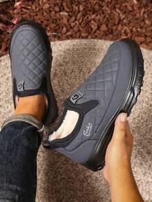 男士冬季雪地靴，防水防寒防滑户外雪地靴，轻便，一键式，纯色