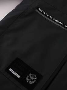 LEDUNTINO Men's Autumn/Winter Fashion Zip-Up Outdoor Casual Jacket, Solid Color, Multi-Pocket Design, Detachable Hood, Letter Print, Boyfriend Gift, Thick Style, Suitable For Autumn/Winter Outings And Daily Wear, Winter Tops