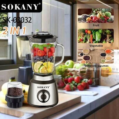 Máy xay sinh tố cá nhân SOKANY 03032 Bullet, Máy xay thực phẩm đa năng, Máy xay đá, Máy ép trái cây, Công nghệ xung để xay, trộn, xay sinh tố và làm đá