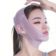 1pc/Pair Double Face Lifting Strap, Beauty Double Chin Face Contour Lifting Tool, Elastic & Breathable - Purple - View 1