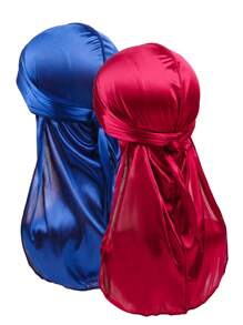 4 件男士仿丝长尾海盗帽，缎面 Durag 头巾，适合日常和运动使用海盗帽海盗服装 - 彩色 - 查看 9