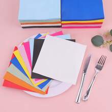 24 片装鸡尾酒餐巾 2 层甜点餐巾折叠 6.5 X 6.5 英寸一次性餐巾适用于晚宴婚礼生日派对新娘周年纪念招待会活动，适合婚礼、新年派对、节日派对（有多种颜色可供选择）